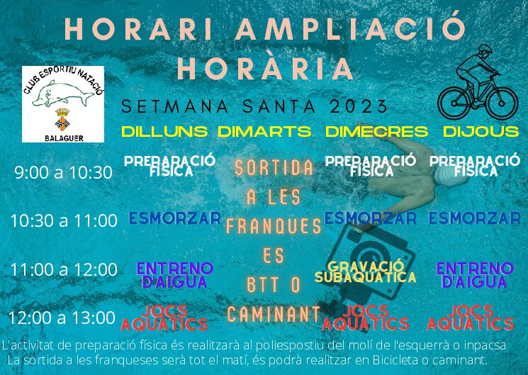 Ampliació horària setmana santa 2023